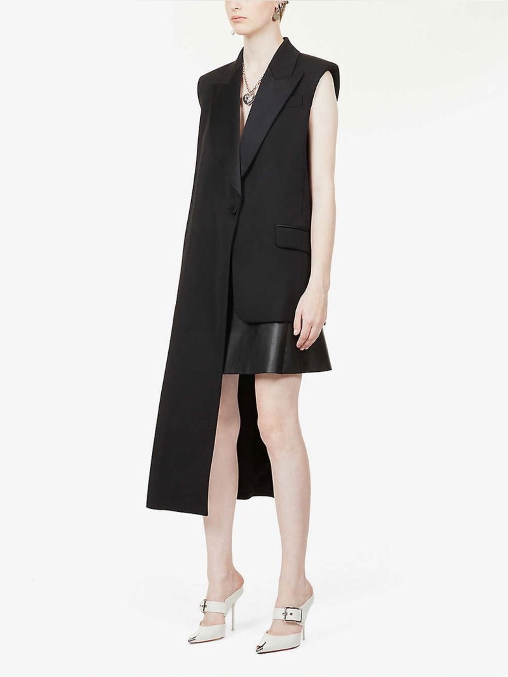ALEXANDER MCQUEEN Asymmetric
sleeveless wool jacket